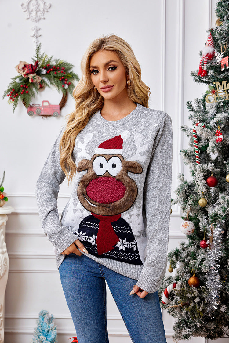 Stilla | Jule-rensdyr-broderi strikpullover