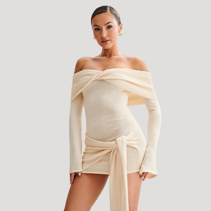 Stilla | Kvinders Off Shoulder Strik Mini Kjole