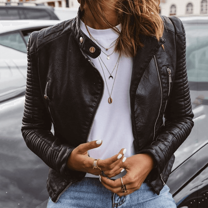Stilla | Dame Slim Fit Ståkrave PU Jakke