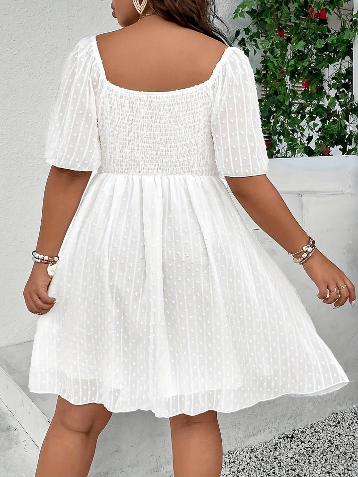Stilla | Sommerkjole Plus Size Elegant Kjole Schweizeriske Prikker &amp; Blondeafslutninger