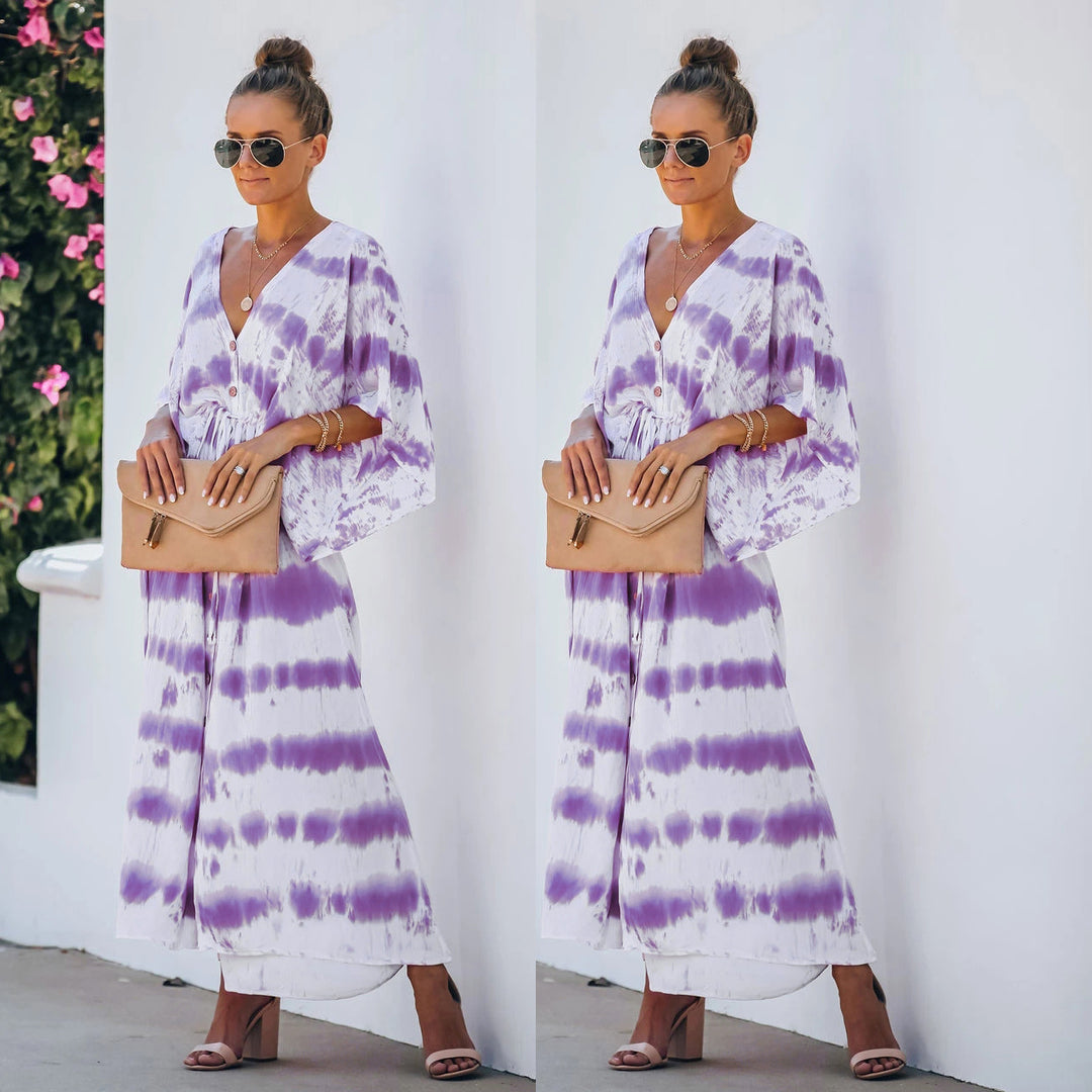 Dame Kaftan-kjole med flydende snit og trendy batikmønster Stiila