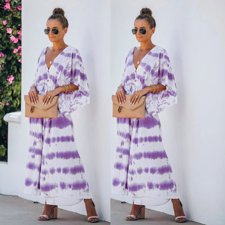 Dame Kaftan-kjole med flydende snit og trendy batikmønster Stiila