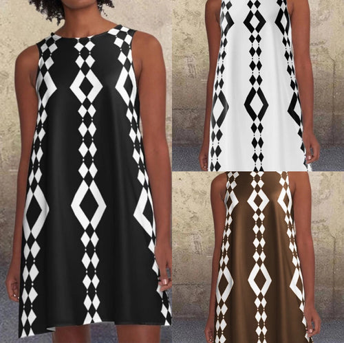Dame Geometrisk Print A-Linie Kjole Stilla