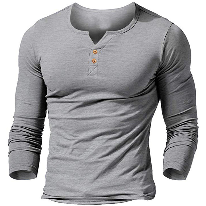 Herrer Langærmet Henley Skjorte med moderne Knapstribe-design Stilla