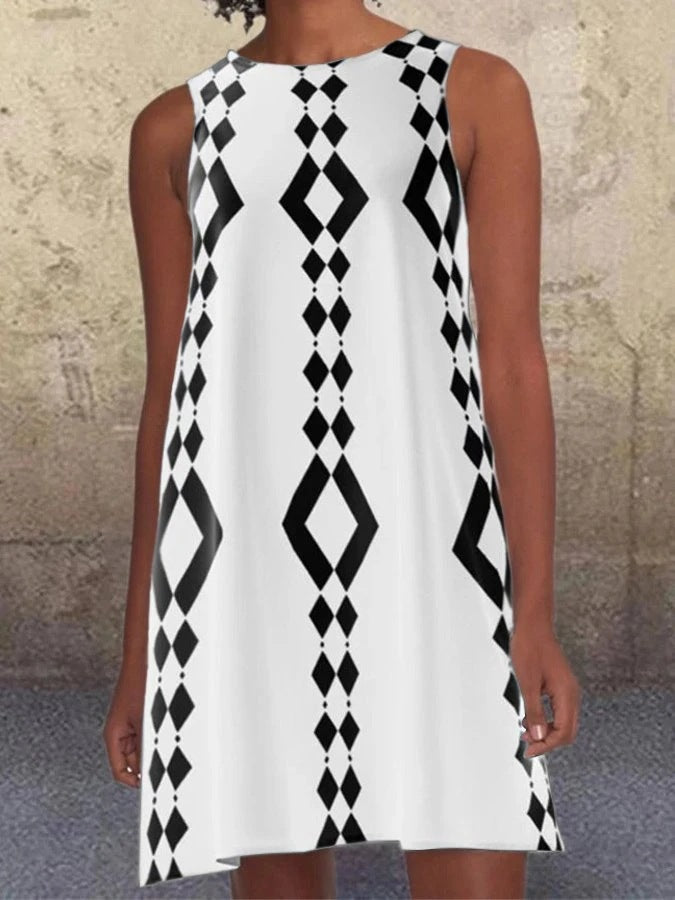 Dame Geometrisk Print A-Linie Kjole Stilla