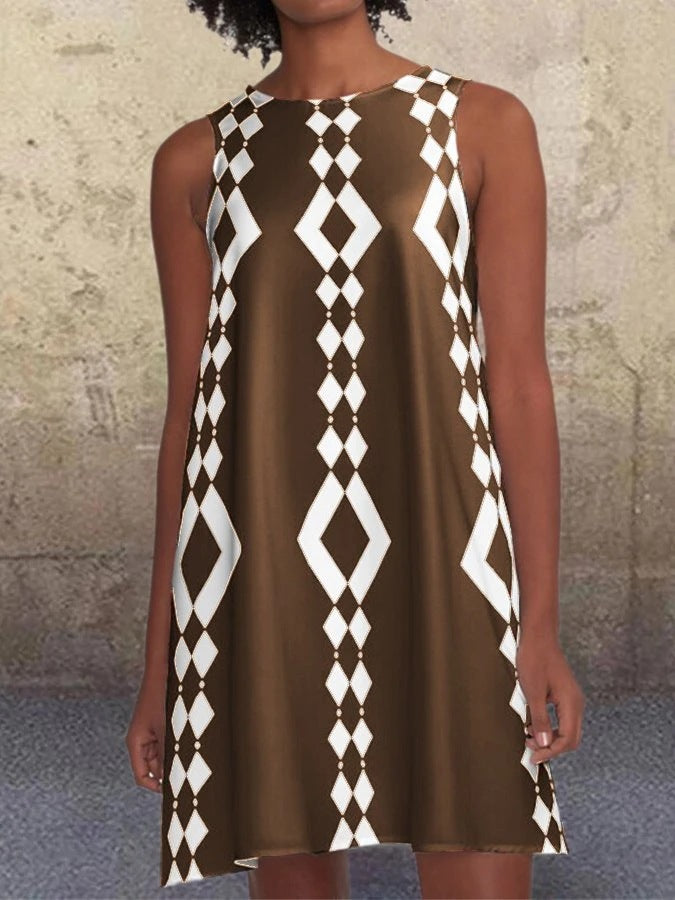 Dame Geometrisk Print A-Linie Kjole Stilla