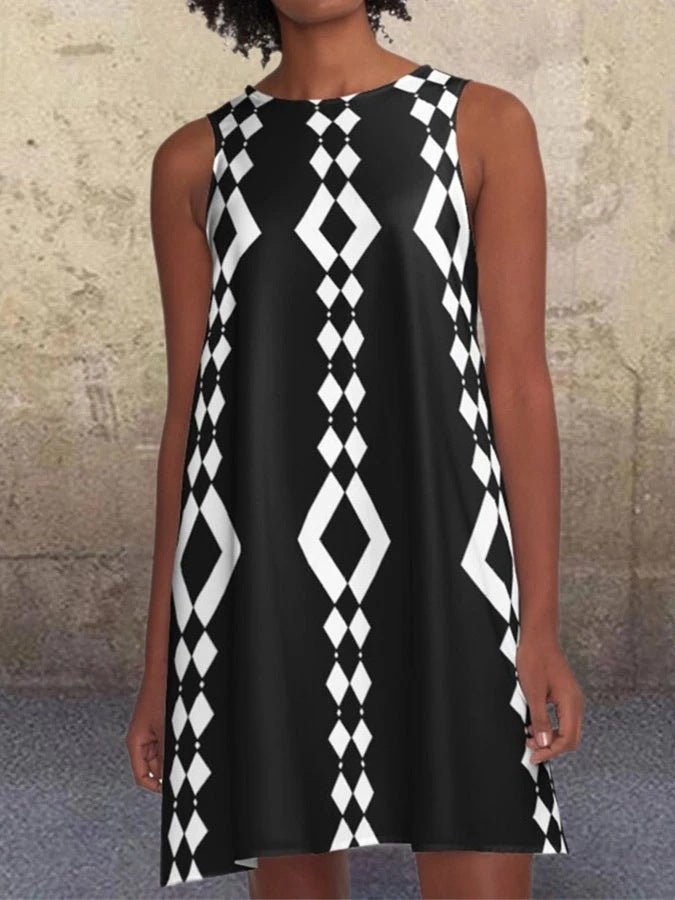 Dame Geometrisk Print A-Linie Kjole Stilla