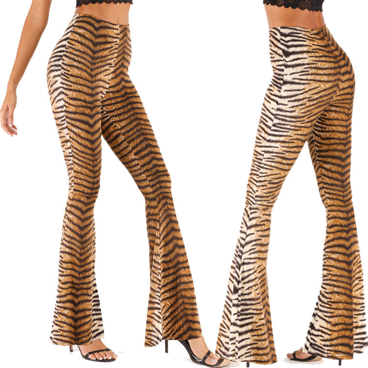 Dame Bred udskårne Tiger-print-bukser Stilla