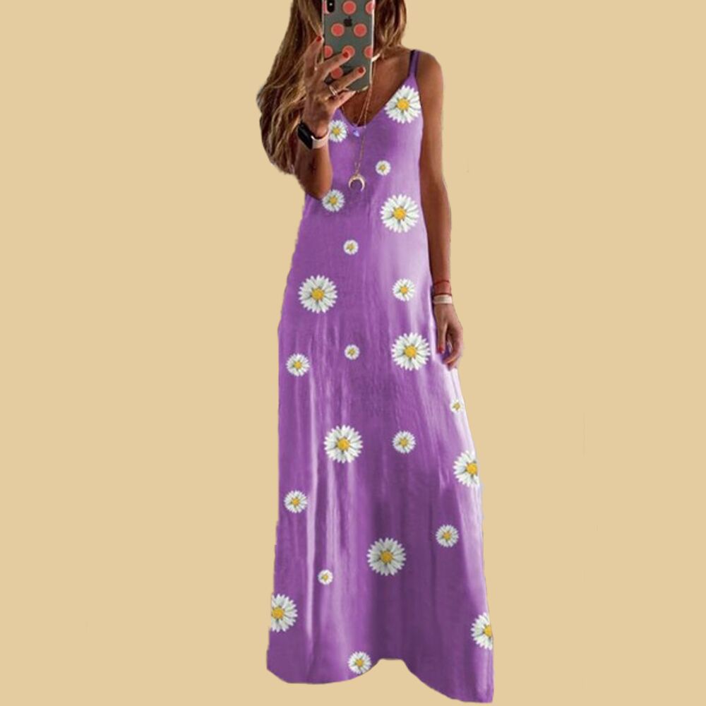 Dame Floral Print Ærmeløs Maxi-Kjole Stilla