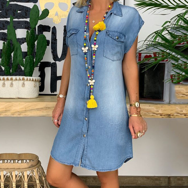 Dame Fritids Denim Skjortekjole Stilla