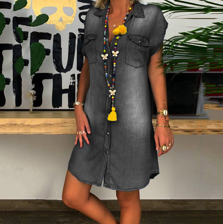 Dame Fritids Denim Skjortekjole Stilla