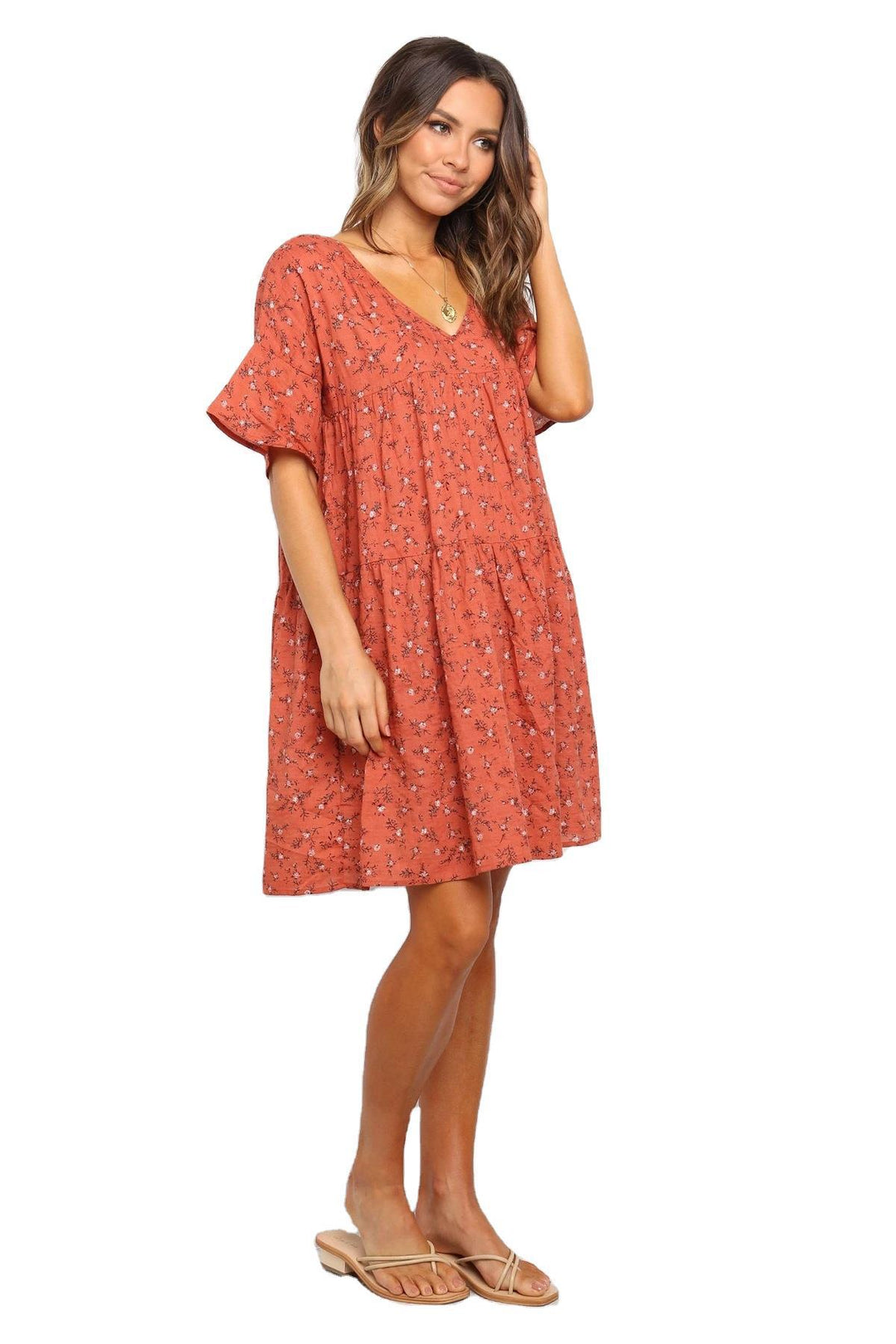 Feminint Floral Midi Kjole Stilla