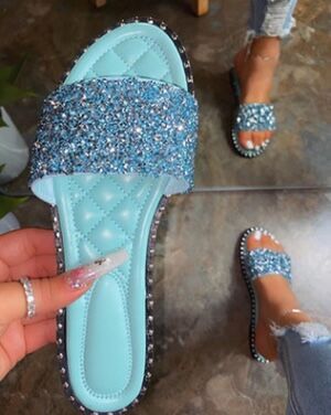 Dame Glitrende Slide-sandaler med komfortabel indersål og modeudsmykninger Stilla