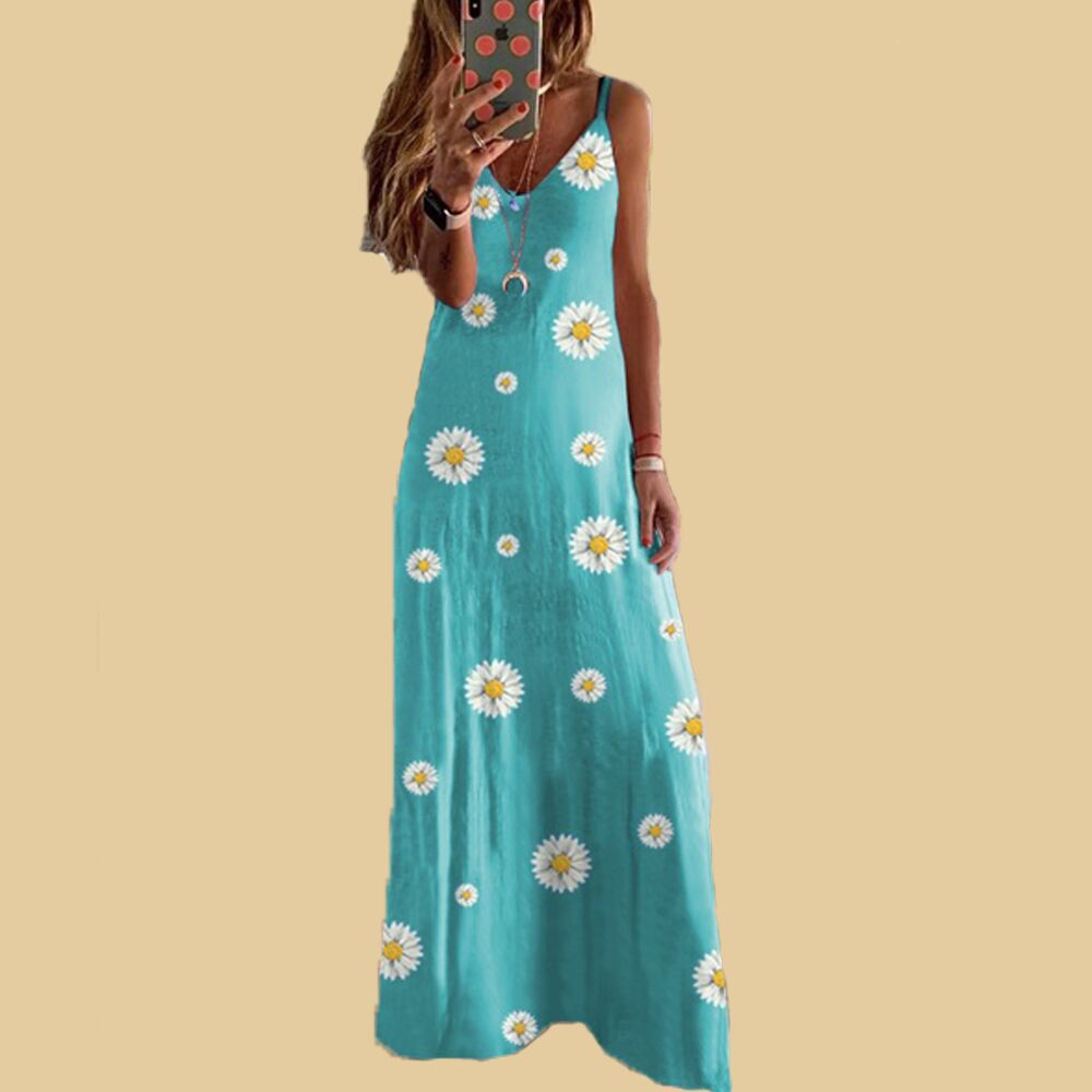 Dame Floral Print Ærmeløs Maxi-Kjole Stilla