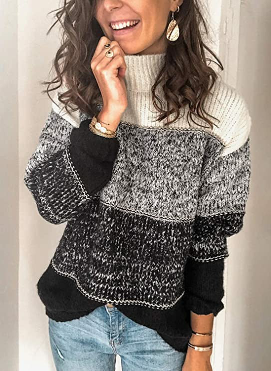 Kvinders hyggelige turtleneck sweater i struktureret strikdesign Stilla