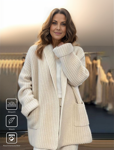 Stilla | Einfarbiger Weißer Strickjacke Mit Langen Ärmeln