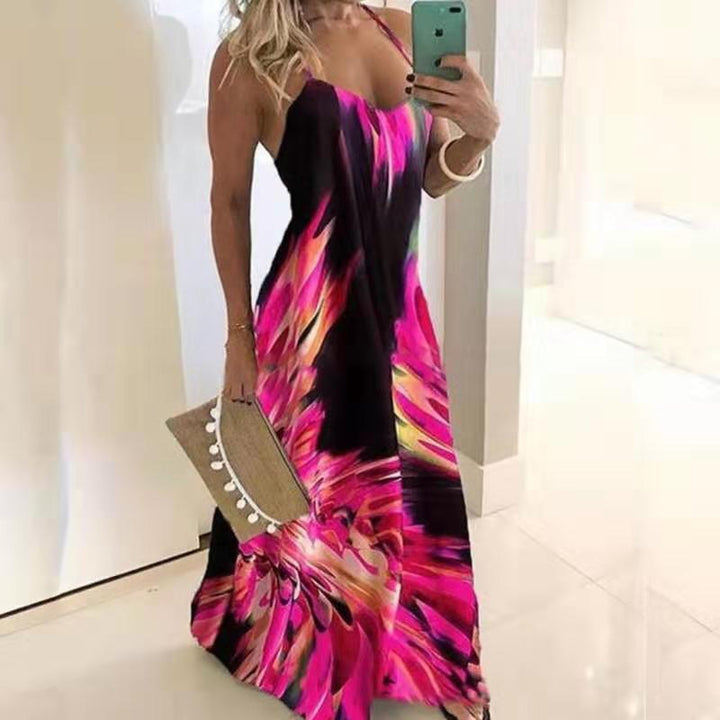 Dame maxi kjole med spaghetti stropper og moderne gradient Stilla