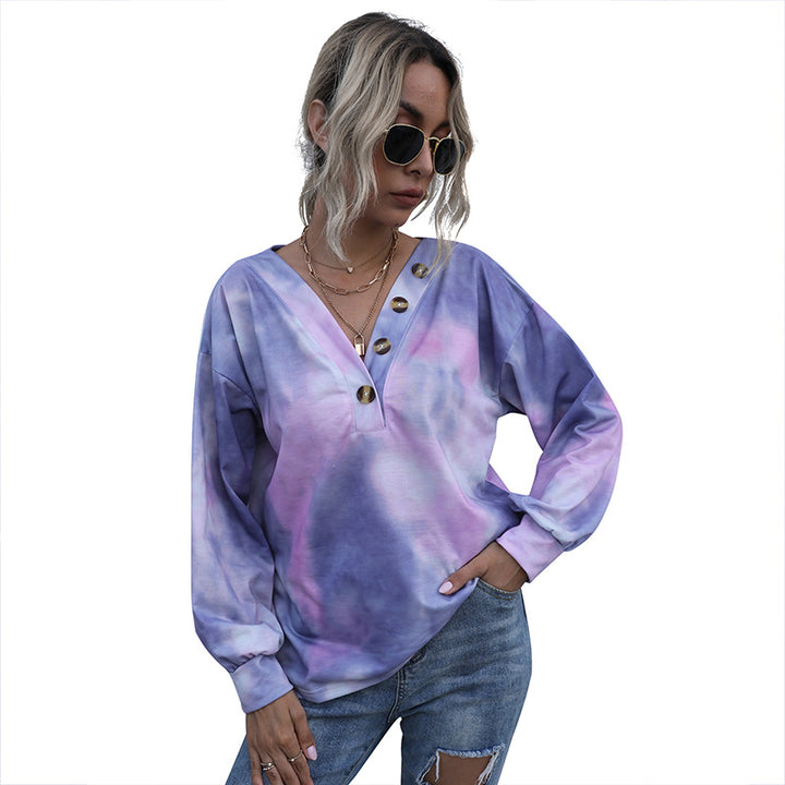 Kvinders oversized sweater med dyb V-hals og stilfulde knap detaljer Stilla