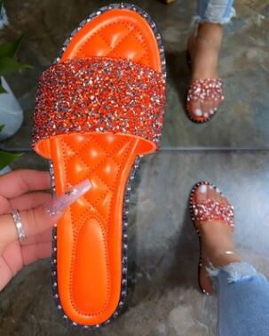 Dame Glitrende Slide-sandaler med komfortabel indersål og modeudsmykninger Stilla