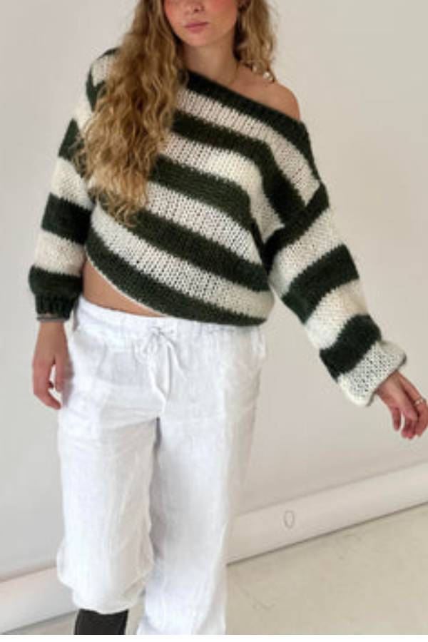 Stilla | Pullover i stribet bomulds candy i marineblå