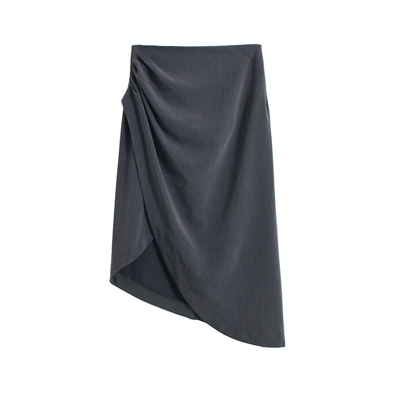 Dame indpakningsskørt med elegant drapering og asymmetrisk kant Stilla