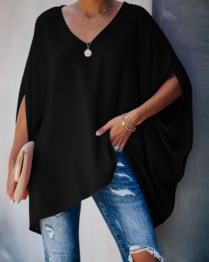 Dame Oversized Tunika med V-udskæring og afslappet snit Stilla