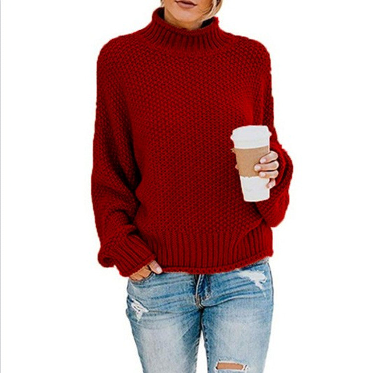 Damer chunky strik sweater med høj krave og brede ærmer Stilla