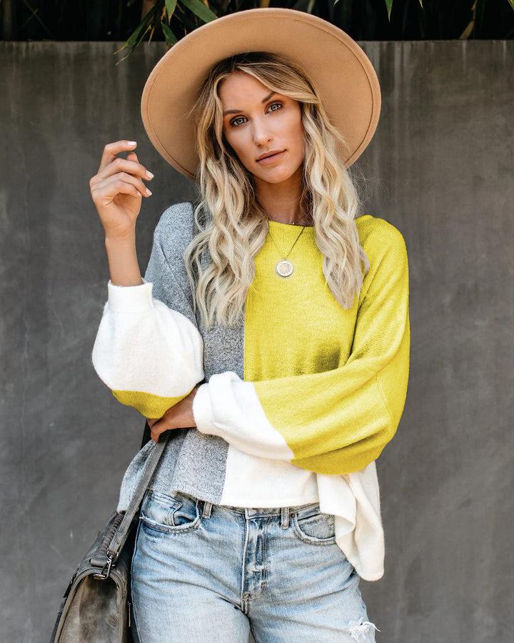 Damerne mode oversized sweater med unik snit og kontrasterende farveblokke Stilla