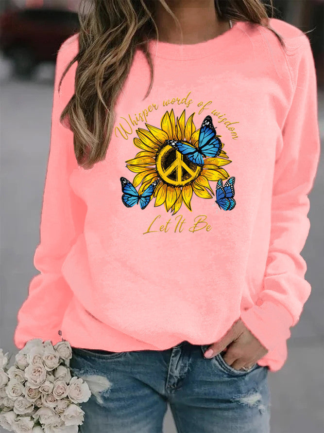 Kvinders sweatshirts med kunstnerisk solur og sommerfugl-design Stilla