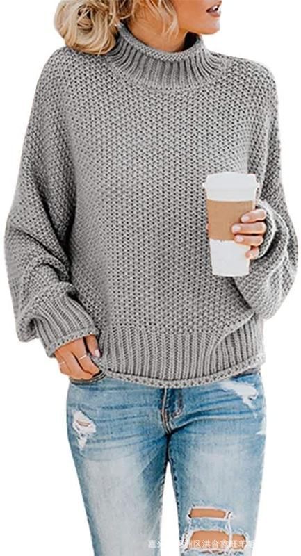 Dame afslappet rullekrave sweater med struktureret strikkemønster Stilla