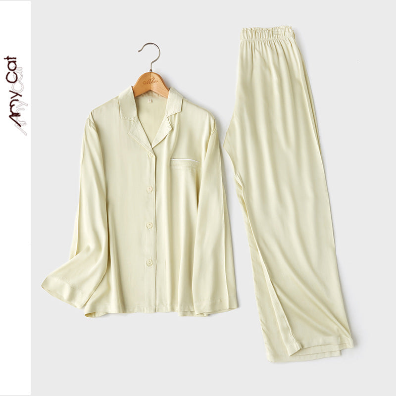 Dame Satin Pyjamas Sæt med elegante knapper og luftig pasform Stilla