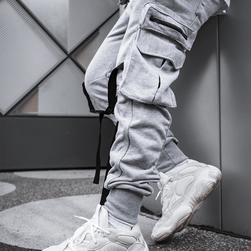 Herrer funktionelle cargo-bukser med elastisk talje og adskillige lommer Stilla