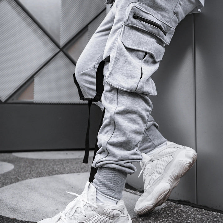 Herrer funktionelle cargo-bukser med elastisk talje og adskillige lommer Stilla