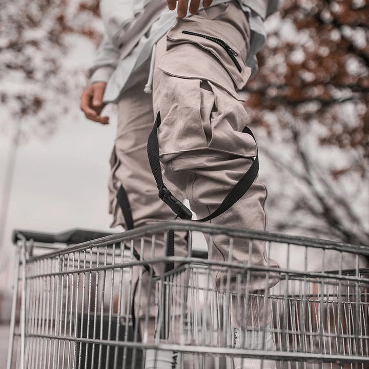 Herrer funktionelle cargo-bukser med elastisk talje og adskillige lommer Stilla