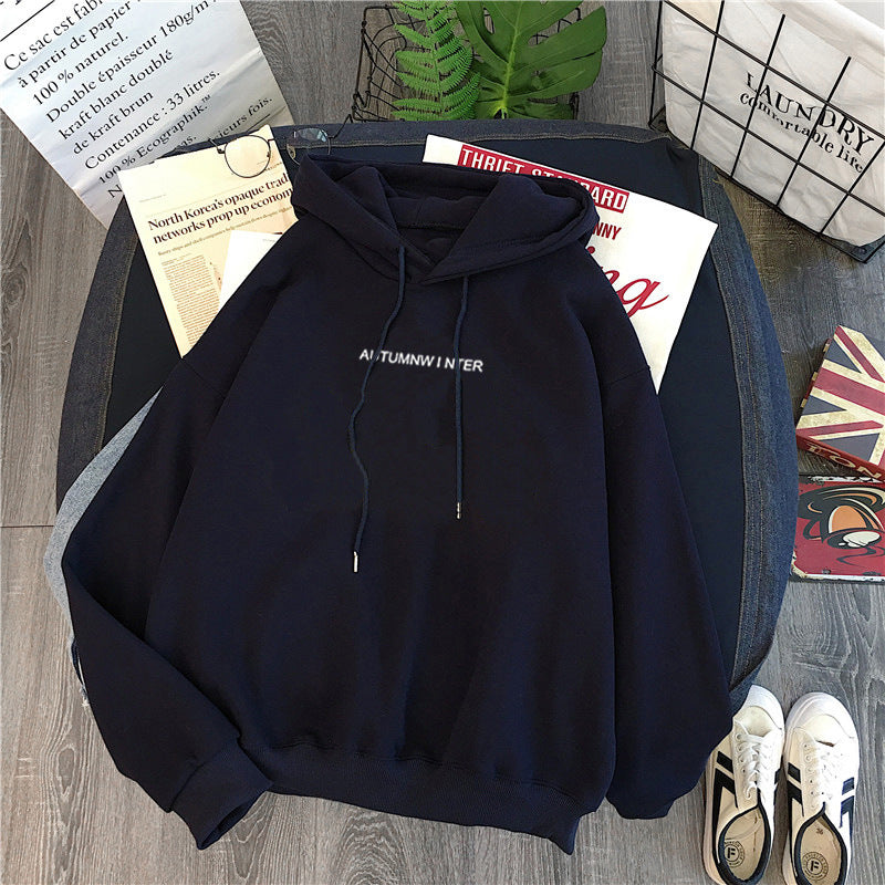 Femme Bekvem Oversized Hoodie med Efterårs-Vinter Tryk Stilla