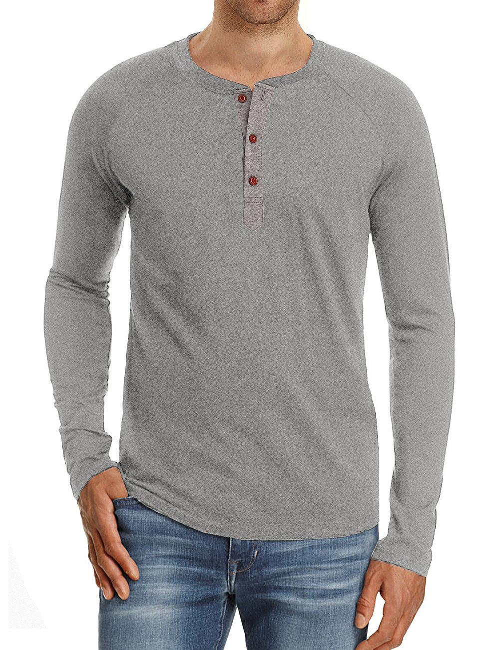Herrer Langærmet Henley Shirt lavet af blød bomuldsblanding med moderne knapdesign Stilla