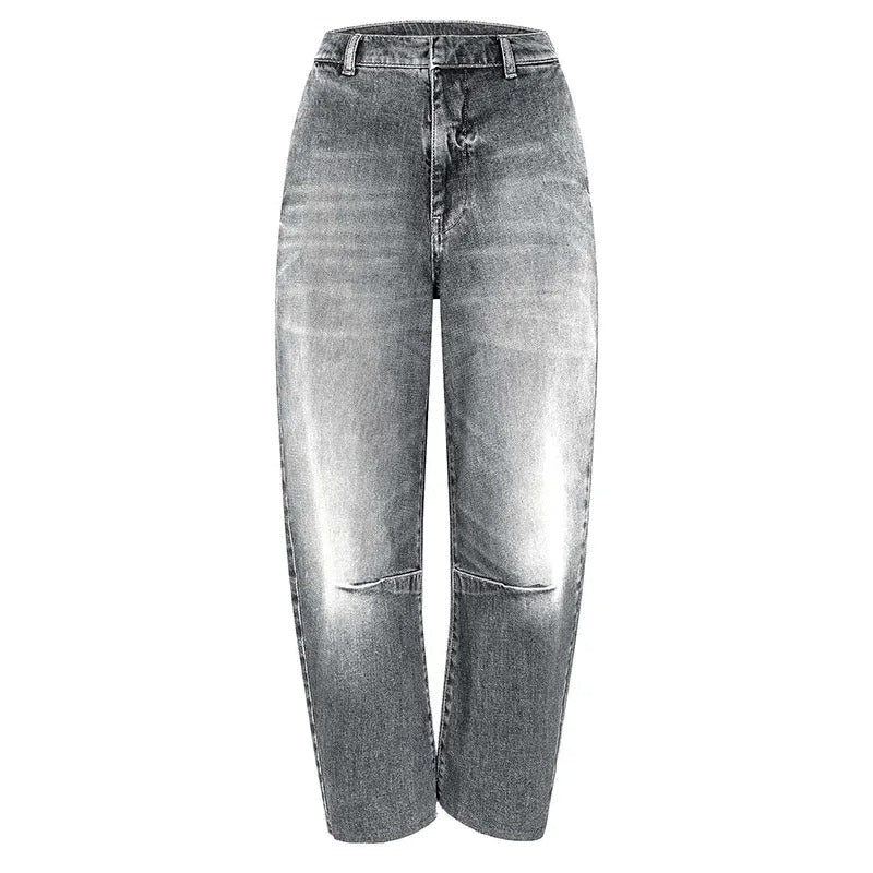 Stilla | Casual Denim Jakke med Bælte, Høj Krave og Lange Ærmer