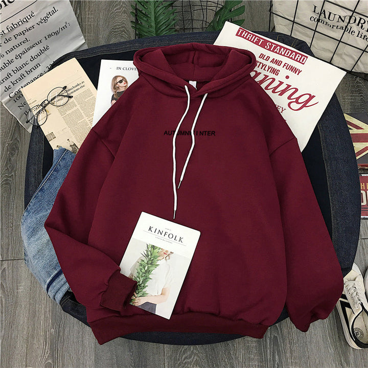 Femme Bekvem Oversized Hoodie med Efterårs-Vinter Tryk Stilla