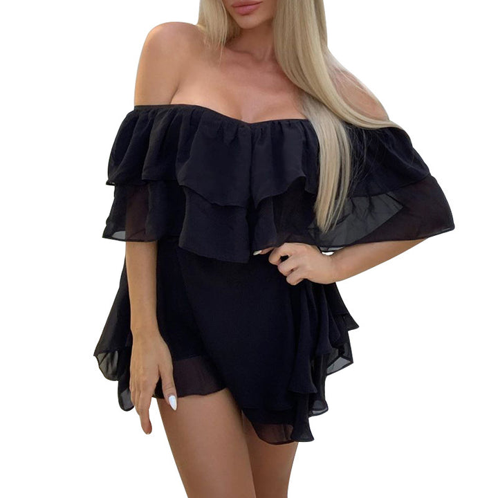 Dame Legende luftig Off-Shoulder-kjole med flæser Stilla
