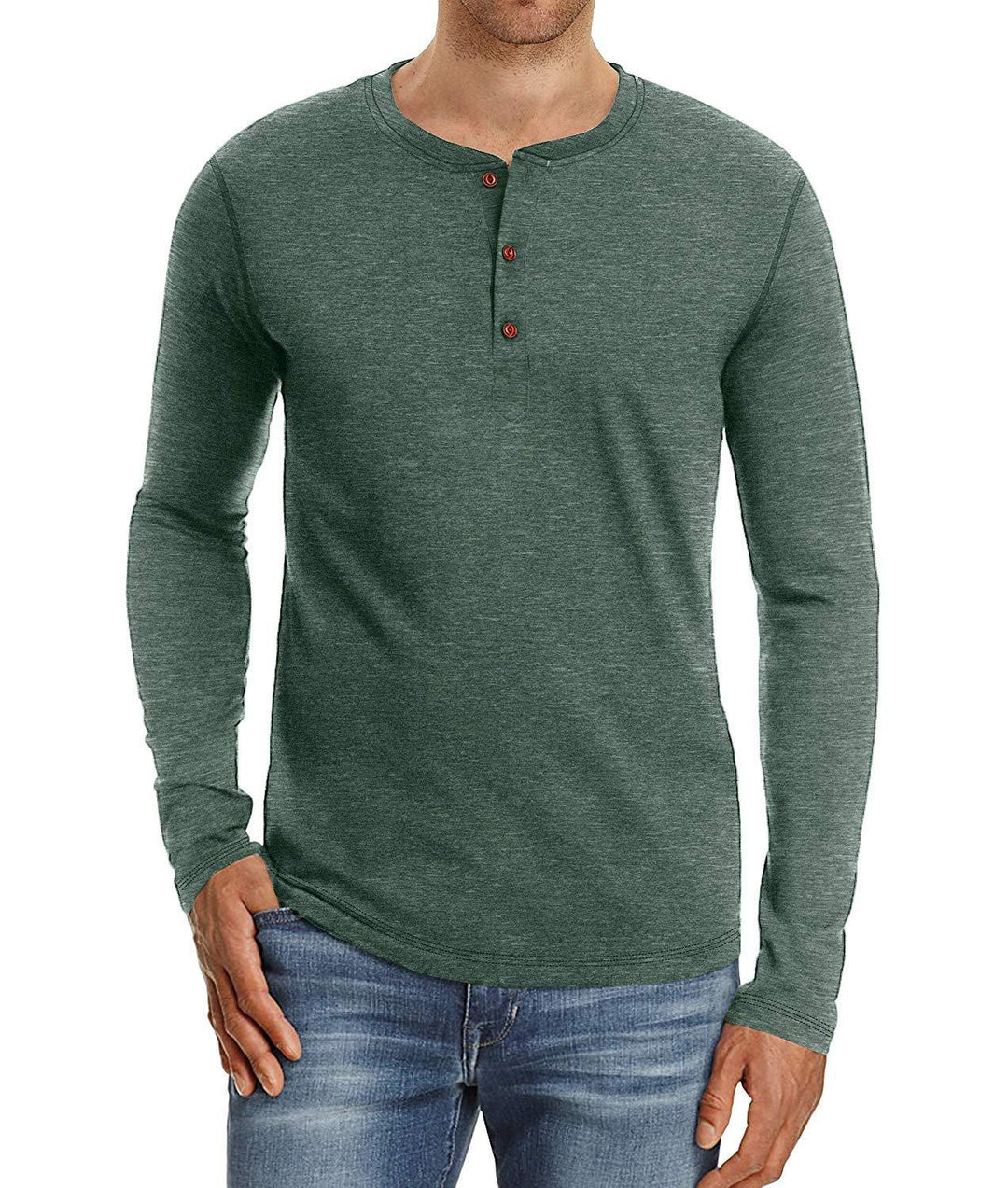 Herrer Langærmet Henley Shirt lavet af blød bomuldsblanding med moderne knapdesign Stilla