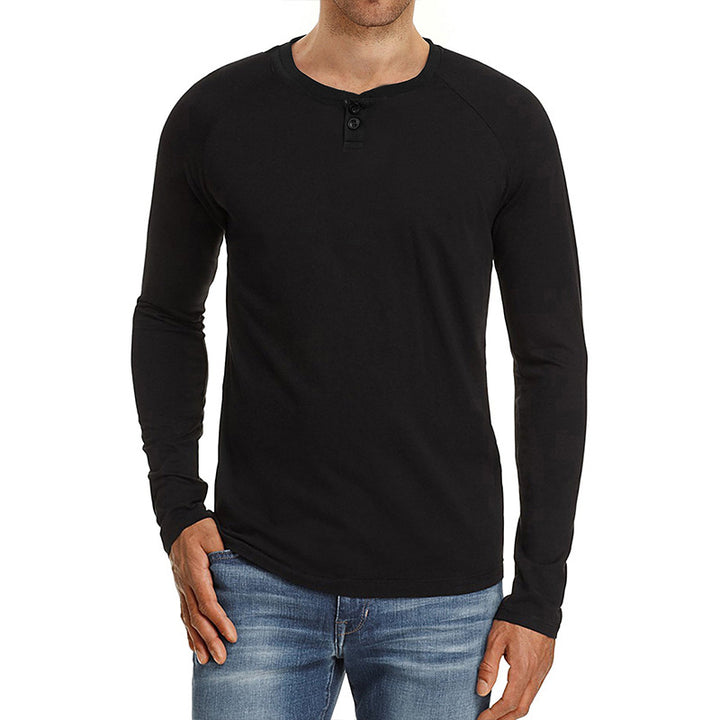 Herrer langærmet skjorte med moderne Henley-udskæring og komfortabel pasform Stilla