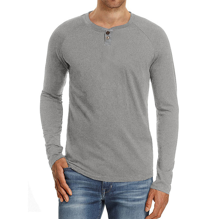 Herrer langærmet skjorte med moderne Henley-udskæring og komfortabel pasform Stilla