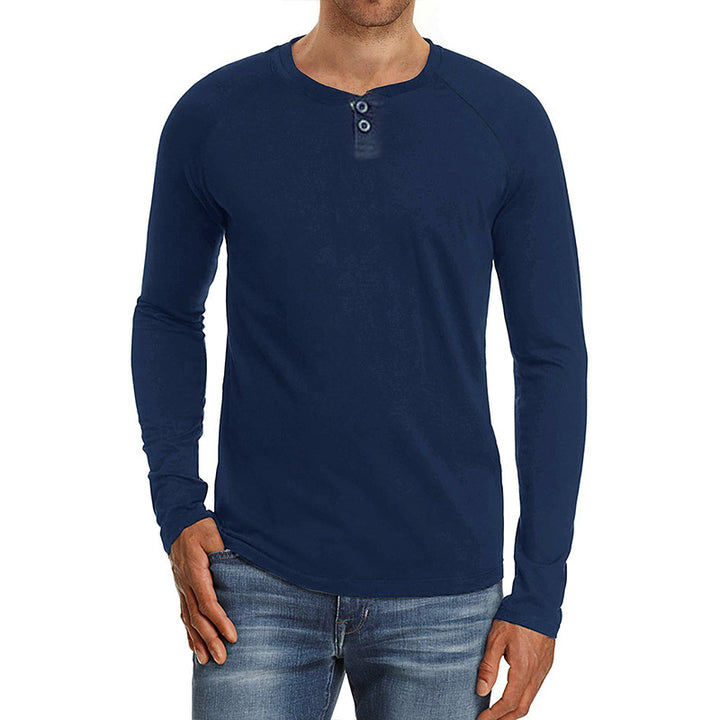 Herrer langærmet skjorte med moderne Henley-udskæring og komfortabel pasform Stilla
