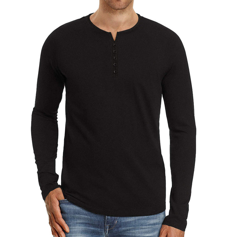 Herrer langærmet skjorte med moderne Henley-udskæring og komfortabel pasform Stilla