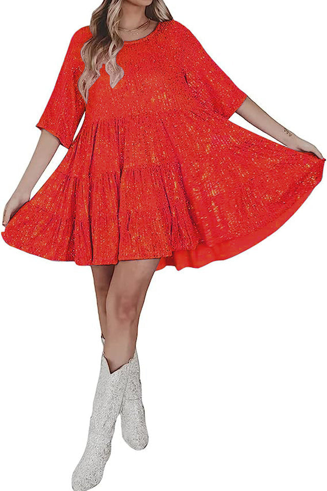 Stilla | Pailletter Babydoll Minikjole