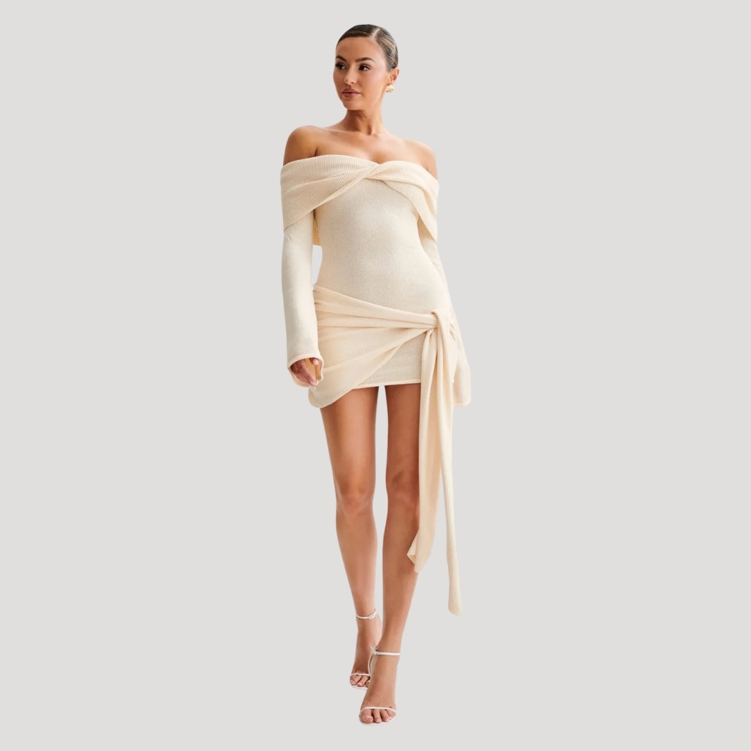 Stilla | Kvinders Off Shoulder Strik Mini Kjole