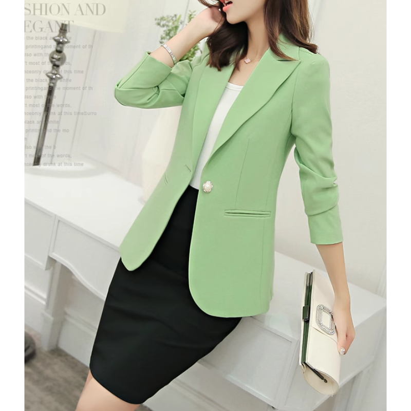 Stilla | Elegant Dame Blazer Med Knaplukning Ned Til Anklen