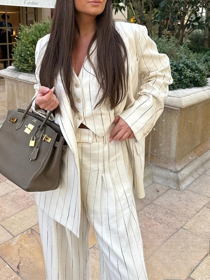 Stilla | Streifen Blazer-hosen Set
