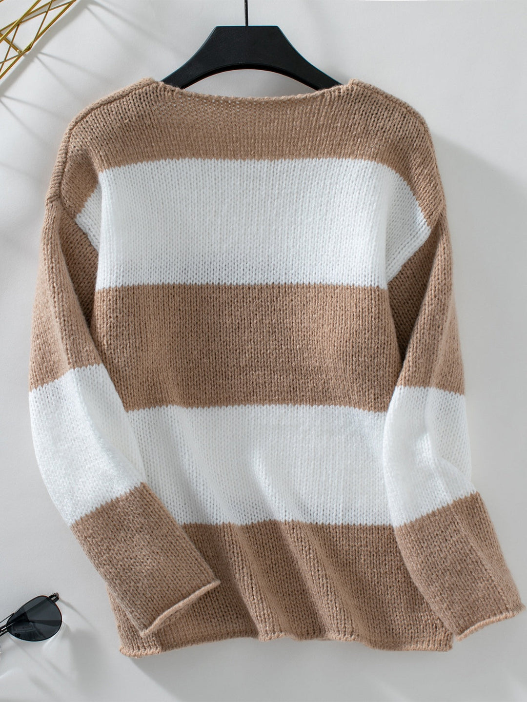 Stilla | V-udskæring Pullover Farveblok Med Lange Ærmer