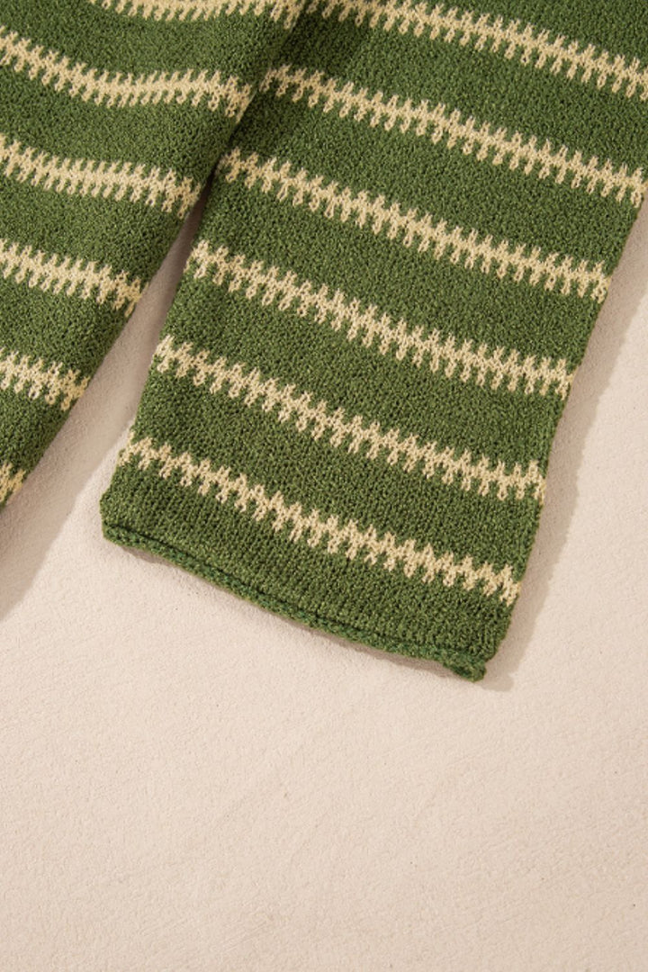 Stilla | Stribet Sweater Med Rund Halsudskæring og Faldende Skuldre